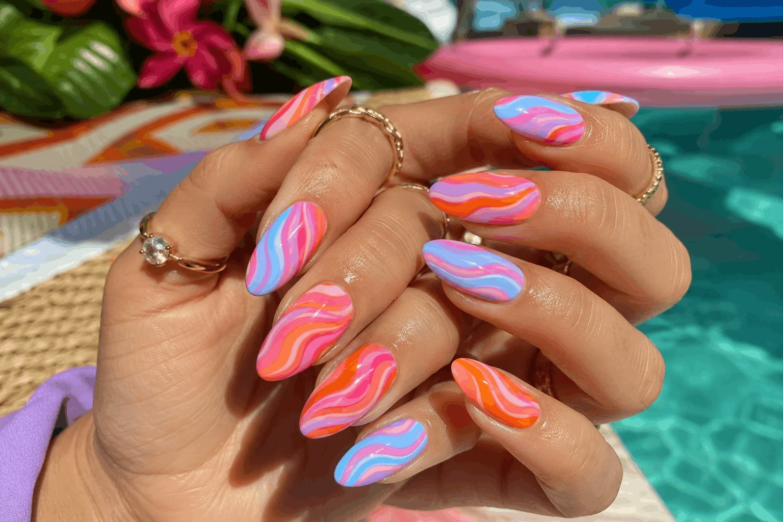 10 Vacation Nails Summer Lovers Are Obsessed With 8 Colorful swirl nails for trendy summer vacation style