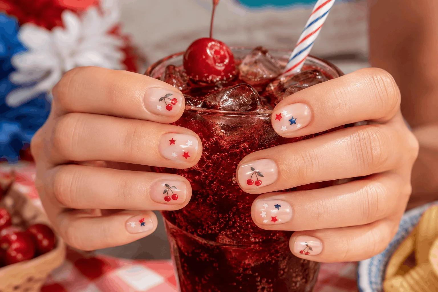 10 Cute 4th of July Nails You Need This Year 5 Cute cherry themed 4th of July nails