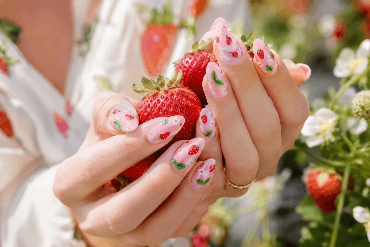 10 Spring Pink Manicure Ideas Everyone Will Be Saving 11 Cute strawberry-inspired pink spring nail art