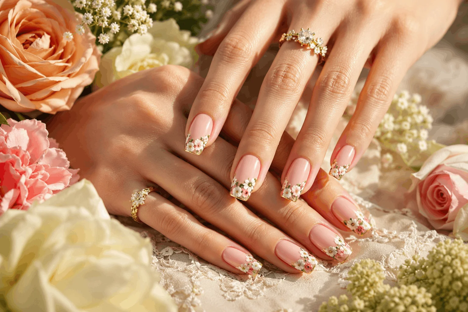 10 Cute May Nails You'll Want to Copy This Season 4 Elegant floral French tip manicure design