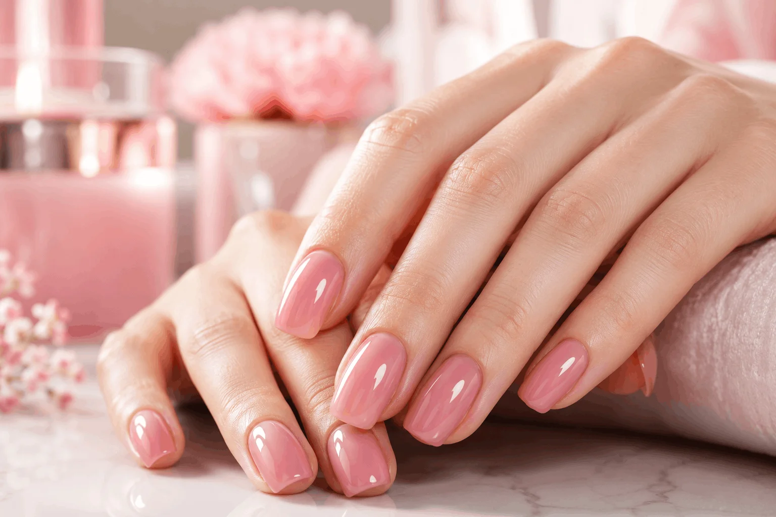 10 Eye-Catching Pink Nails & Hot Pink Gel Styles 4 Elegant pink gel nails with glossy salon finish