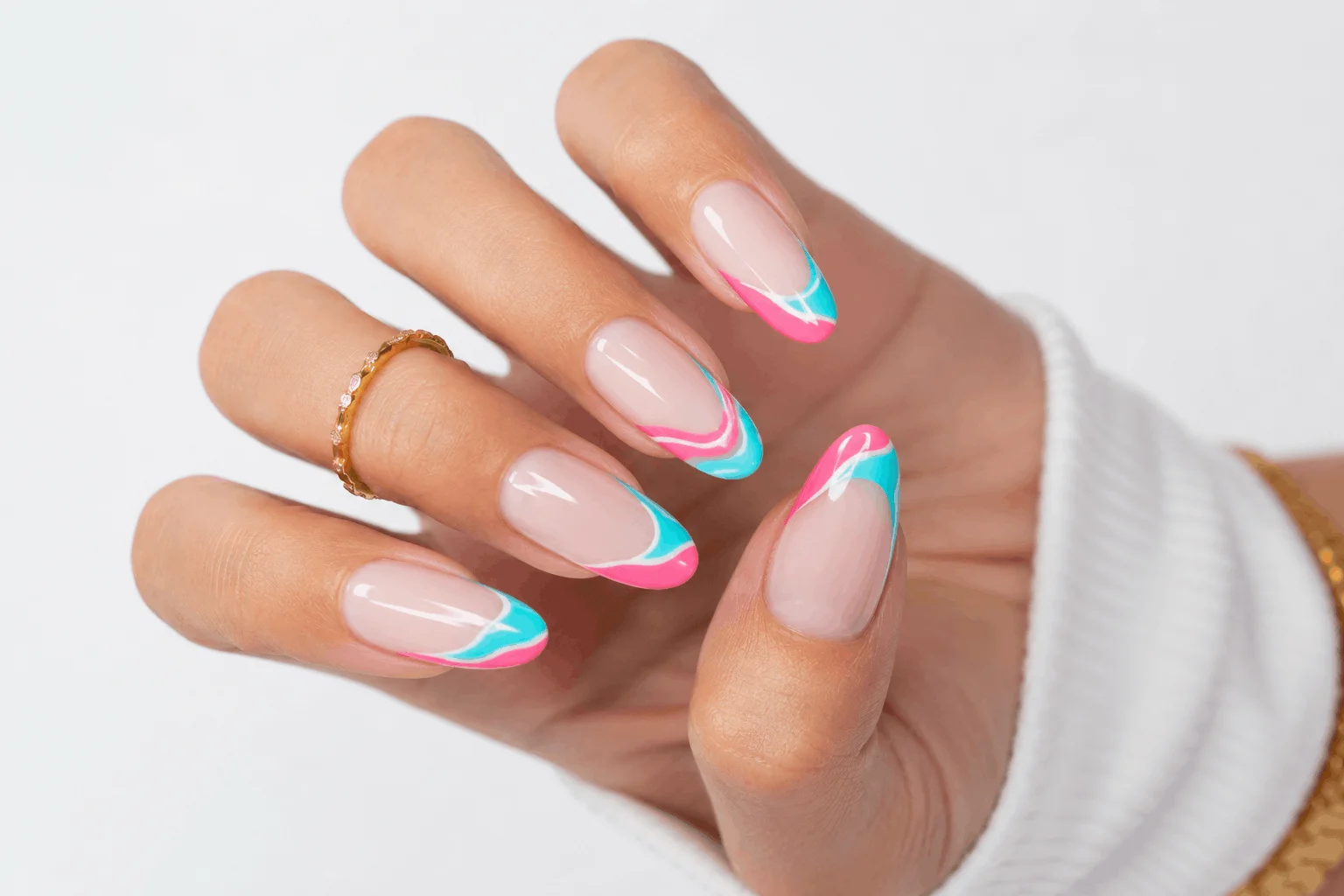 10 Wave Acrylic Nails Perfect for Summer Vibes 7 French tip wave nails with colorful summer design