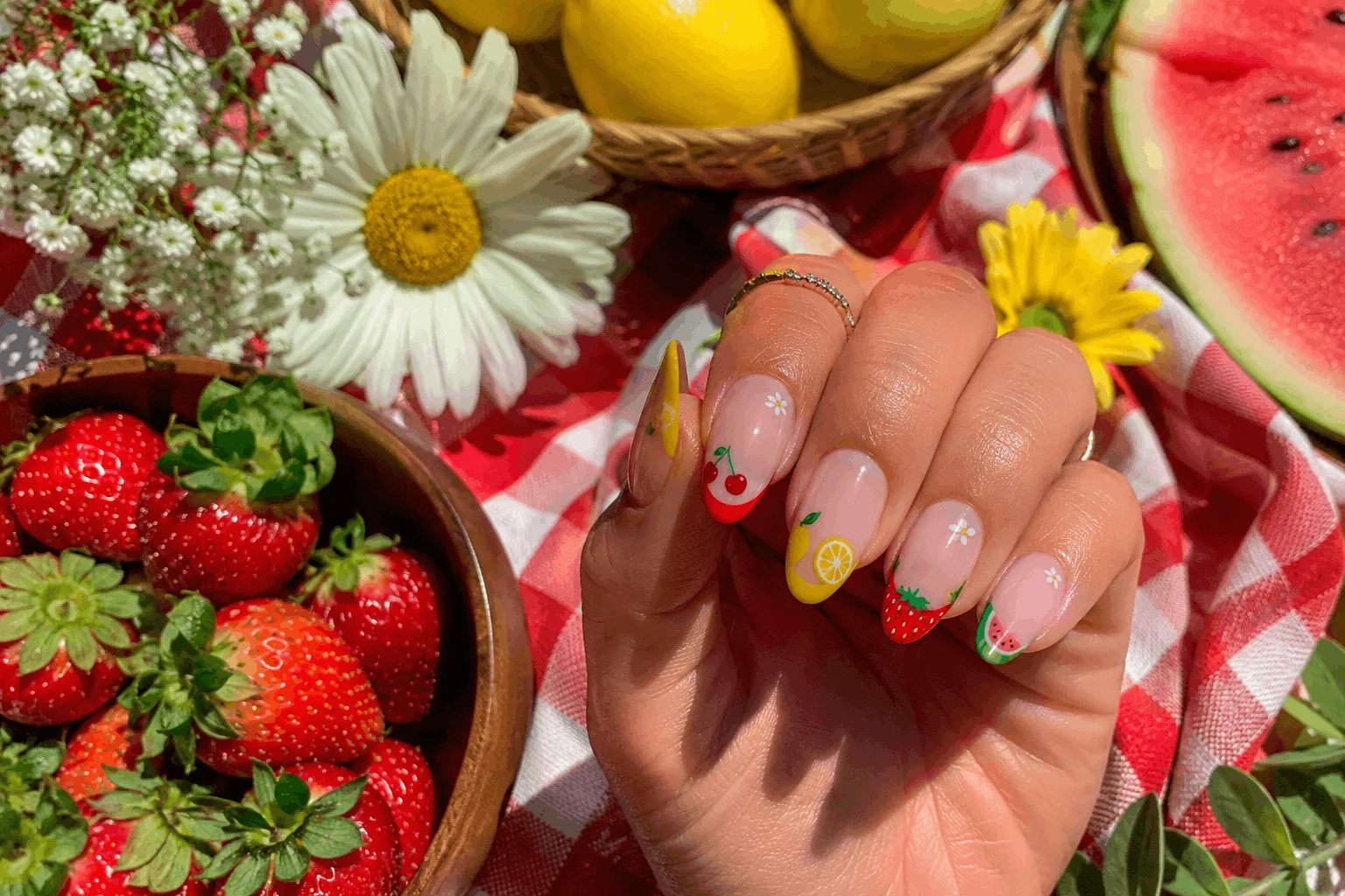 11 Summer French Tip Nails Trending on Pinterest 6 Fruit-inspired colorful French tip nails for summer
