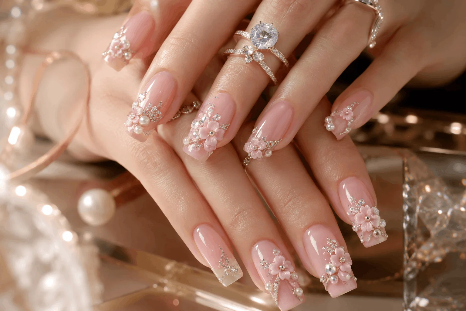 11 Summer Nails With Flowers You’ll Want ASAP 10 Glamorous 3D flower nail art with luxury manicure