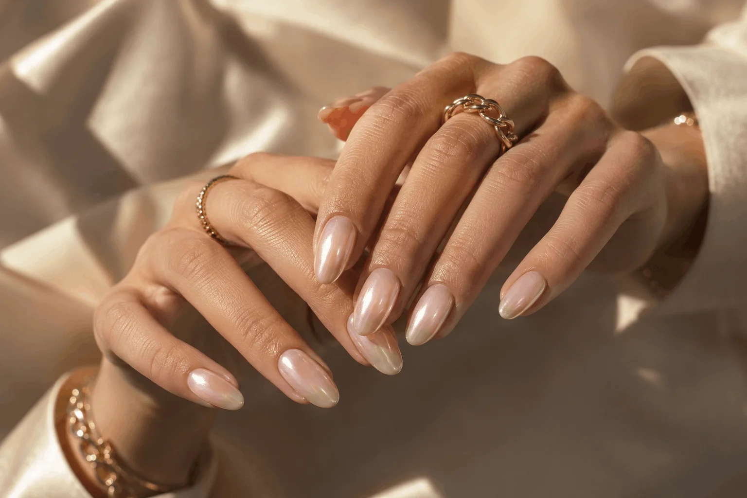 10 Spring Chrome Nails Every Girl Will Copy 3 Glazed donut spring nails with pearly chrome finish