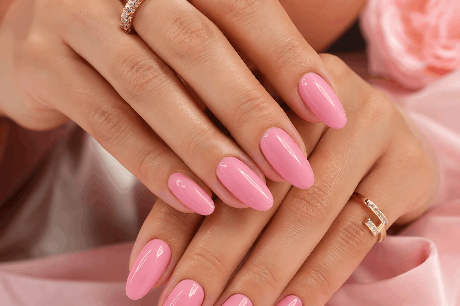 10 Eye-Catching Pink Nails & Hot Pink Gel Styles 2 Glossy classic pink nails with elegant shine