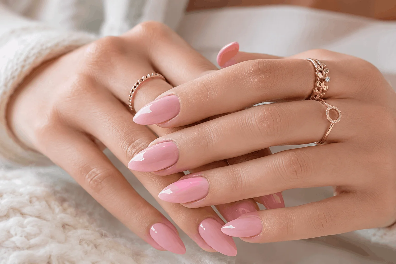 10 Pastel Pink Nails Every Trendy Girl Loves 2 Glossy pastel pink almond nails with elegant feminine styling