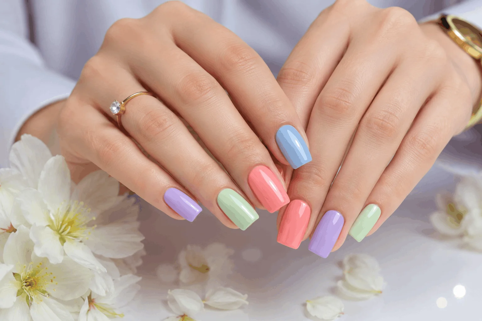 11 Fresh Spring Square Nails to Try This Season 8 Glossy spring square gel nails in vibrant pastel shades