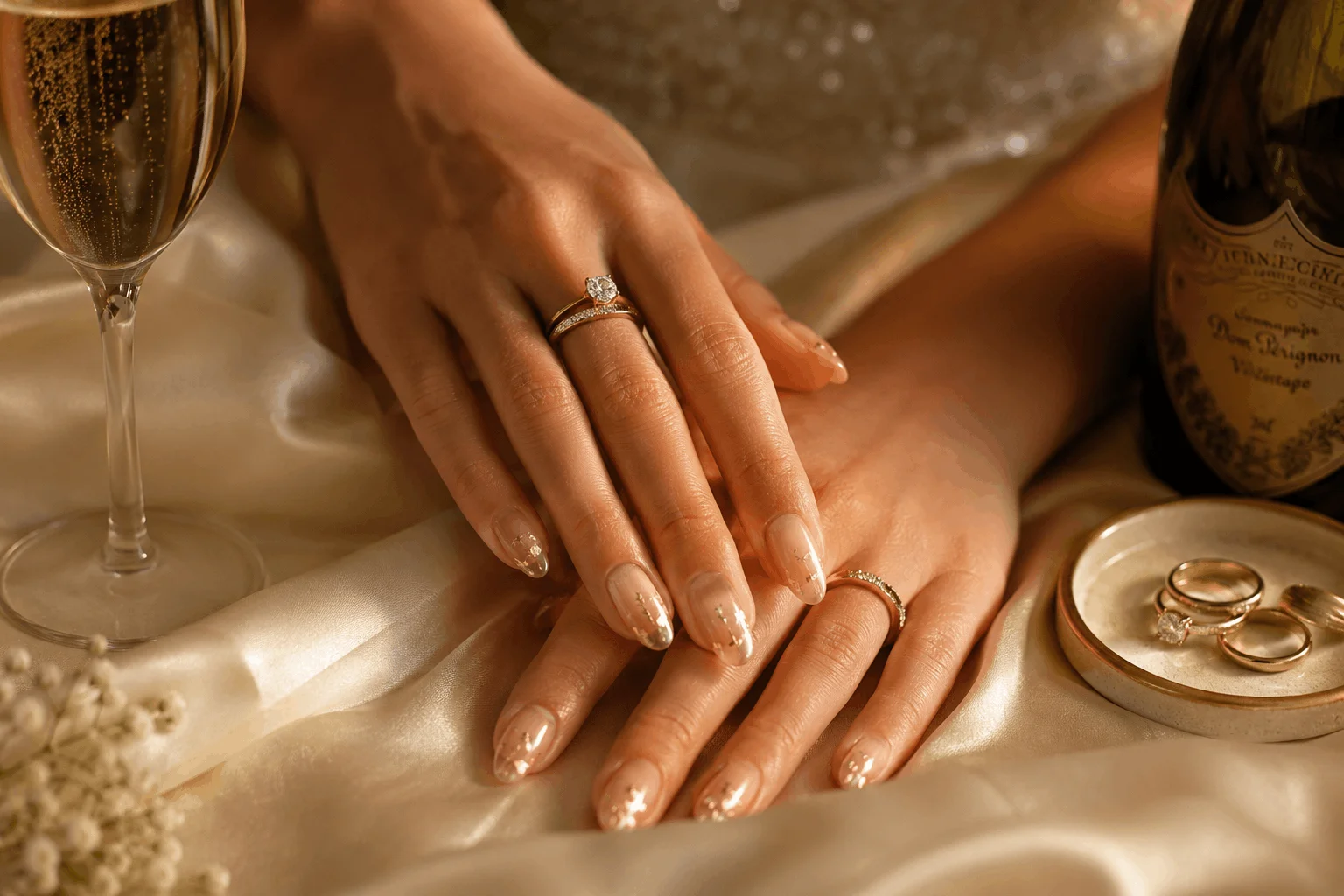 10 Summer Wedding Nails That Look So Elegant 10 Gold accent summer wedding nails with luxurious bridal style