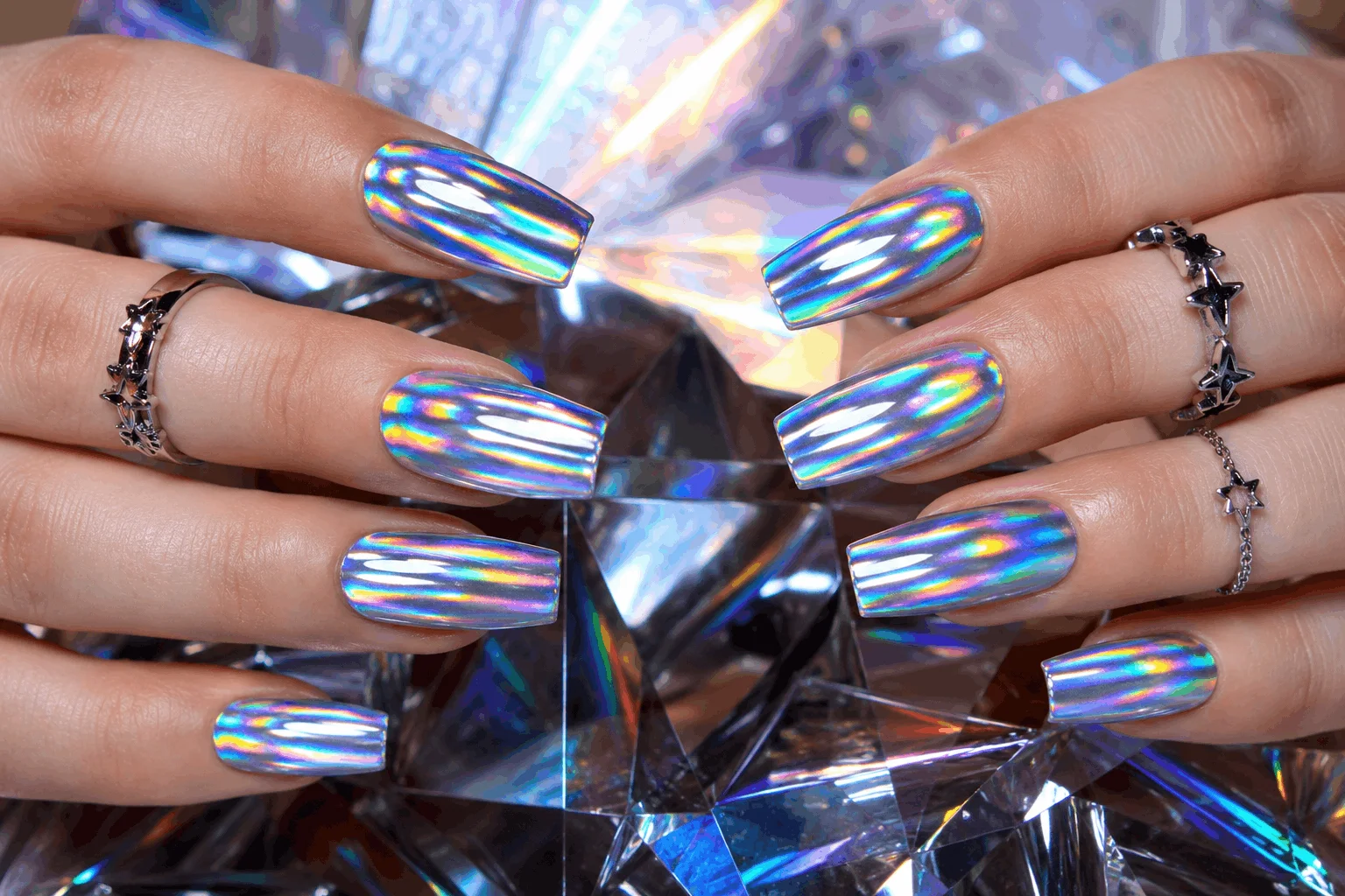 10 Spring Chrome Nails Every Girl Will Copy 10 Holographic nails with colorful chrome reflections