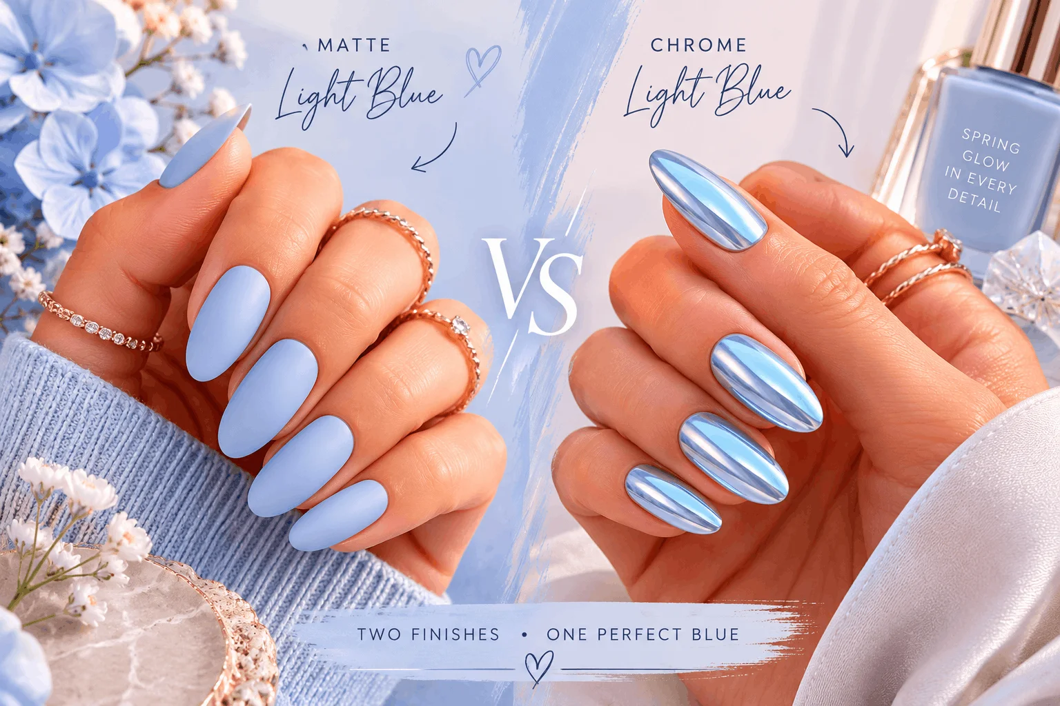 11 Light Blue Spring Nails for a Fresh New Look 11 Matte and chrome light blue spring nails