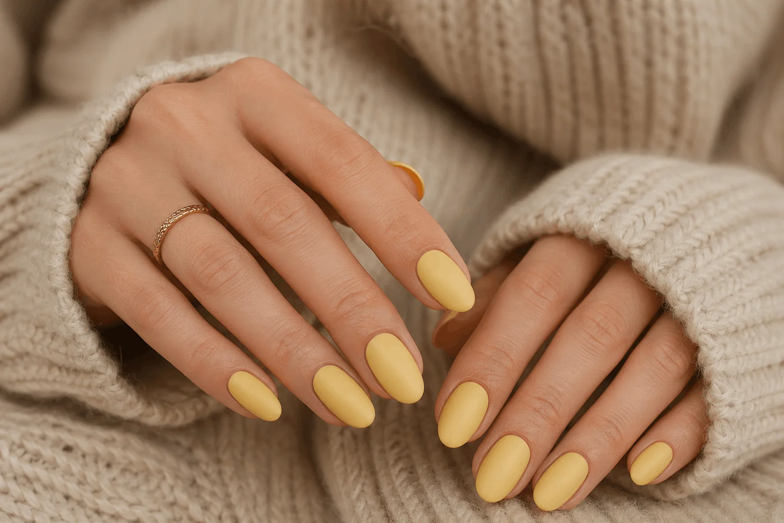 11 Butter Yellow Nails That Feel Soft & Chic 5 Matte butter yellow nails with soft velvety texture