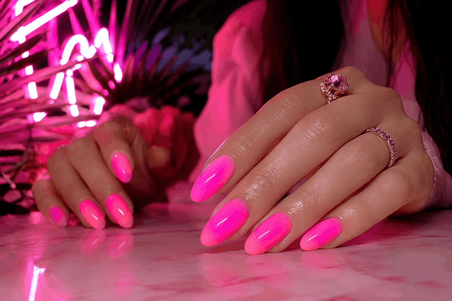 12 Hot Pink Summer Nails That Scream Vacation 11 Matte hot pink aura nails with dreamy summer glow
