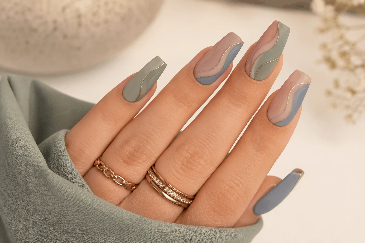 10 Wave Acrylic Nails Perfect for Summer Vibes 10 Matte wave acrylic nails with modern minimalist style