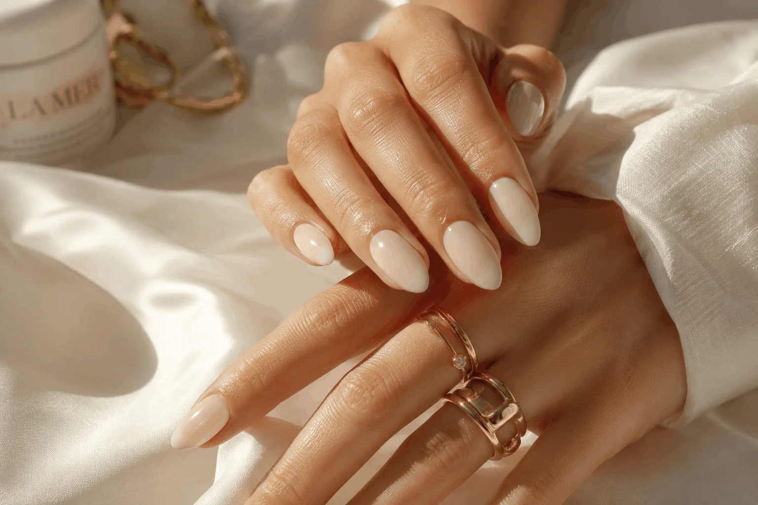10 Elegant Summer Nails That Look So Expensive 2 Milky nude elegant summer nails with glossy almond manicure