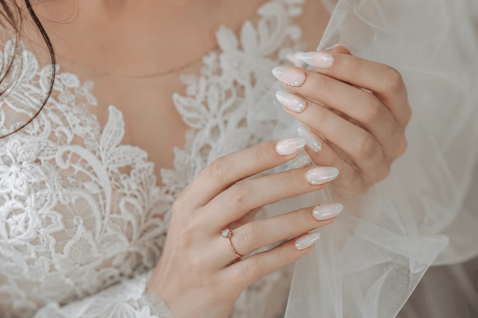 10 Summer Wedding Nails That Look So Elegant 3 Milky white bridal nails for elegant summer weddings