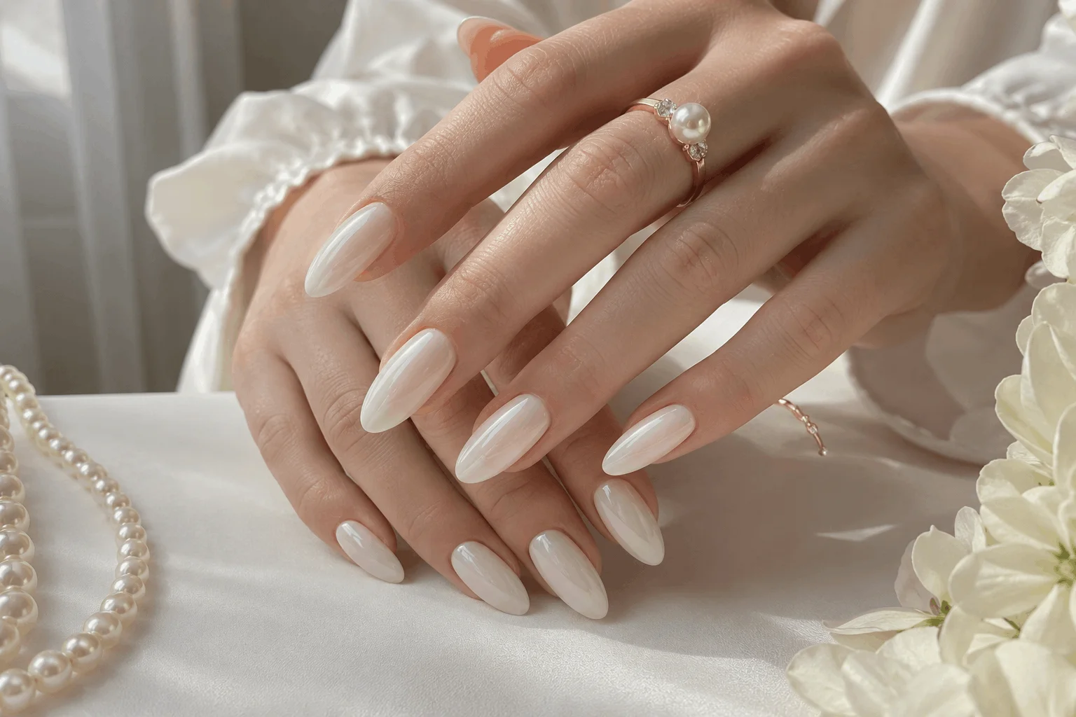 10 Spring Nails Ideas That Look So Pretty in Photos 9 Milky white spring nails with elegant clean girl aesthetic