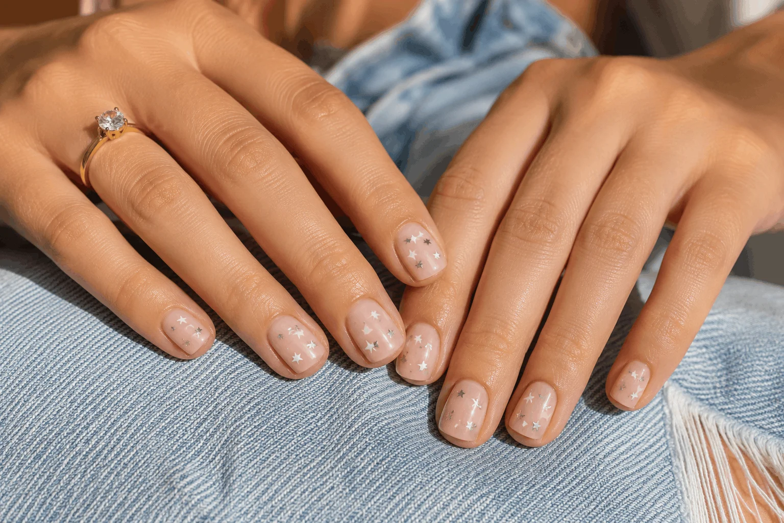 10 Cute 4th of July Nails You Need This Year 3 Minimal patriotic nail art with tiny stars