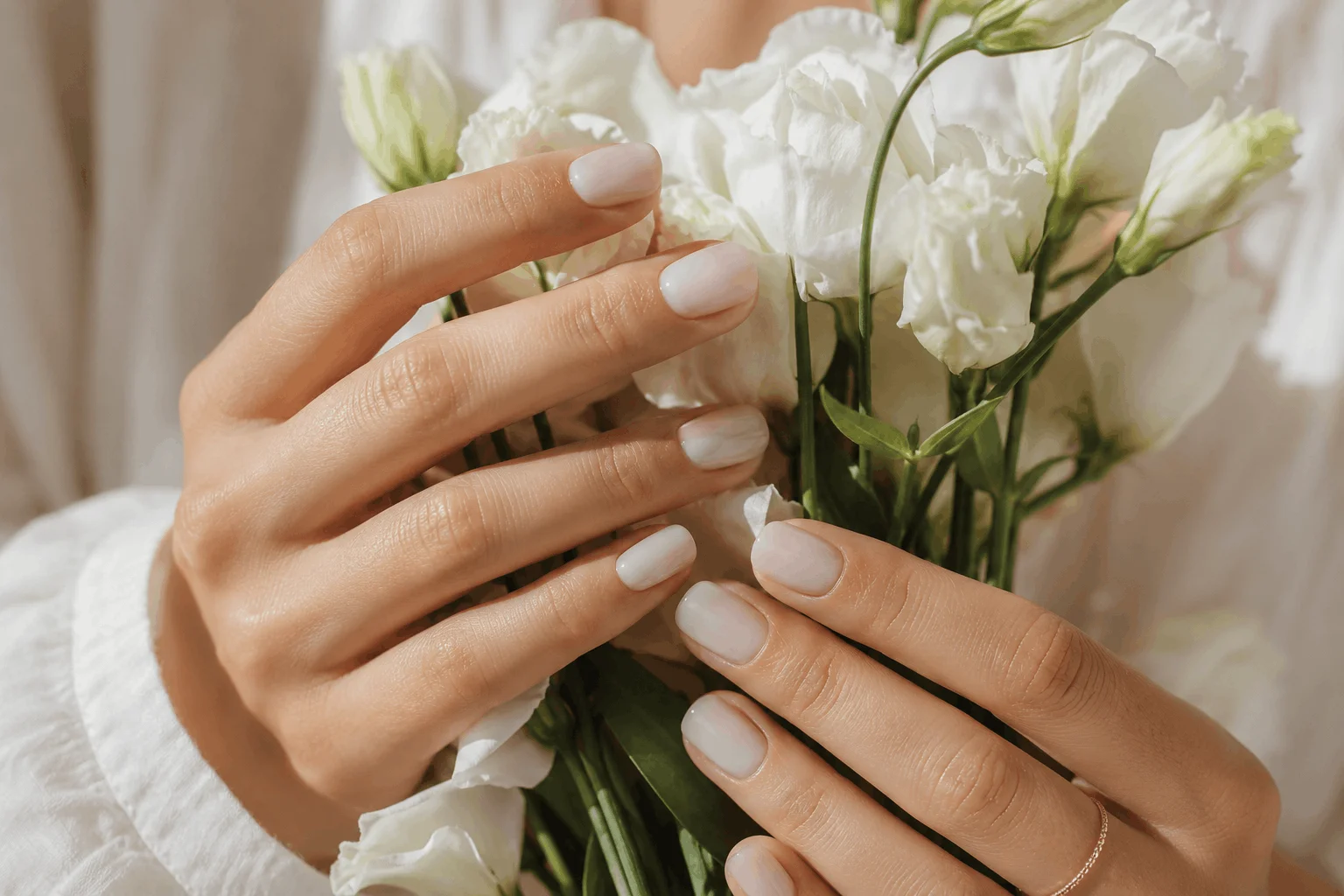 11 August Nails Everyone Will Be Wearing This Summer 4 Minimalist milky white nails for elegant August manicure