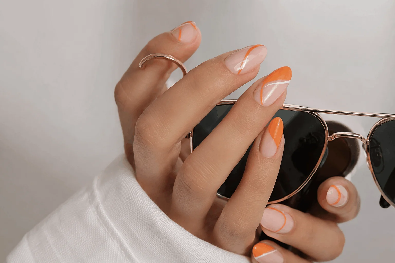 10 Orange Summer Nails That Scream Vacation Mode 10 Minimalist orange nail design with modern summer style