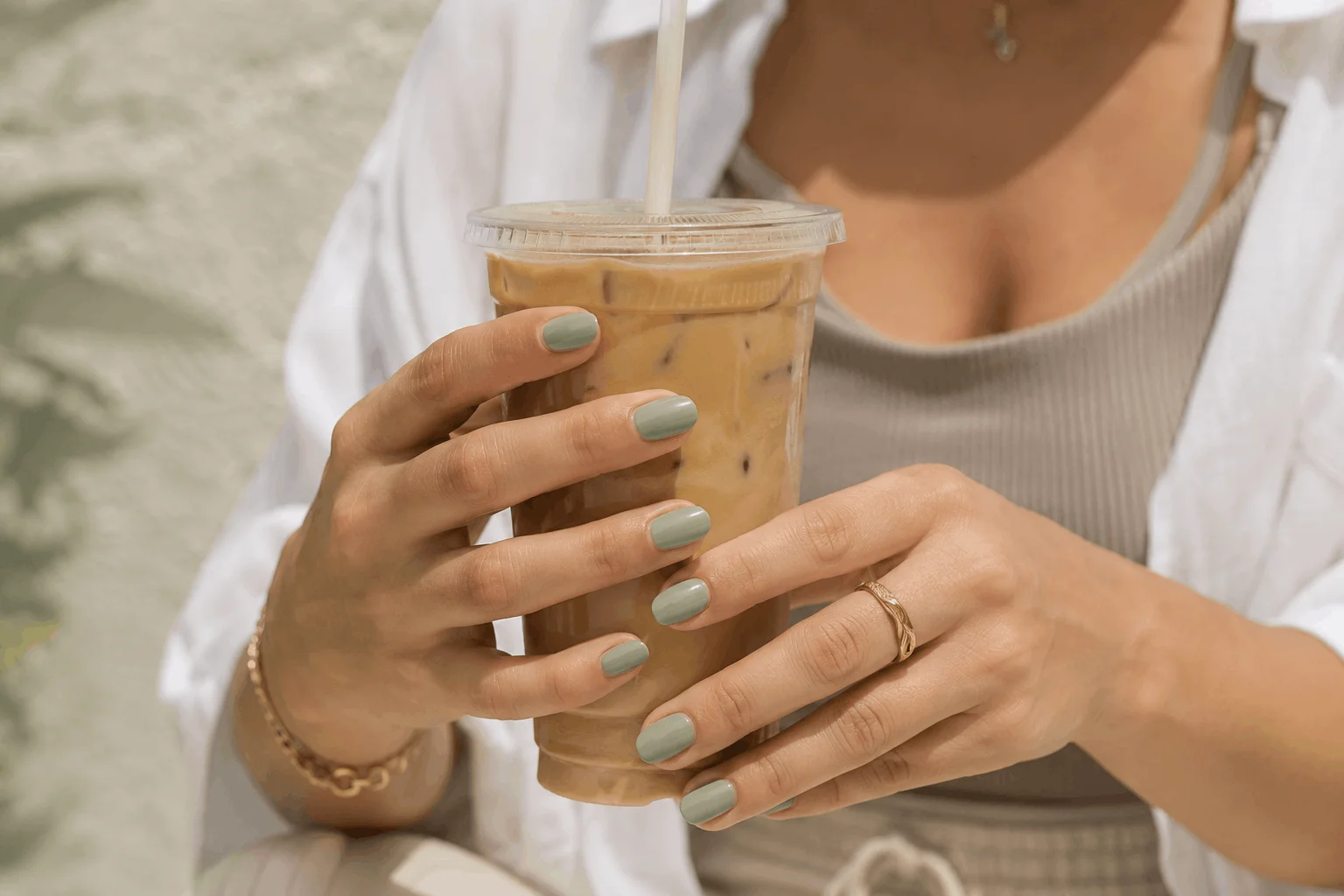 12 Green Summer Nails That Scream Vacation Vibes 3 Minimalist sage green summer nails with elegant aesthetic