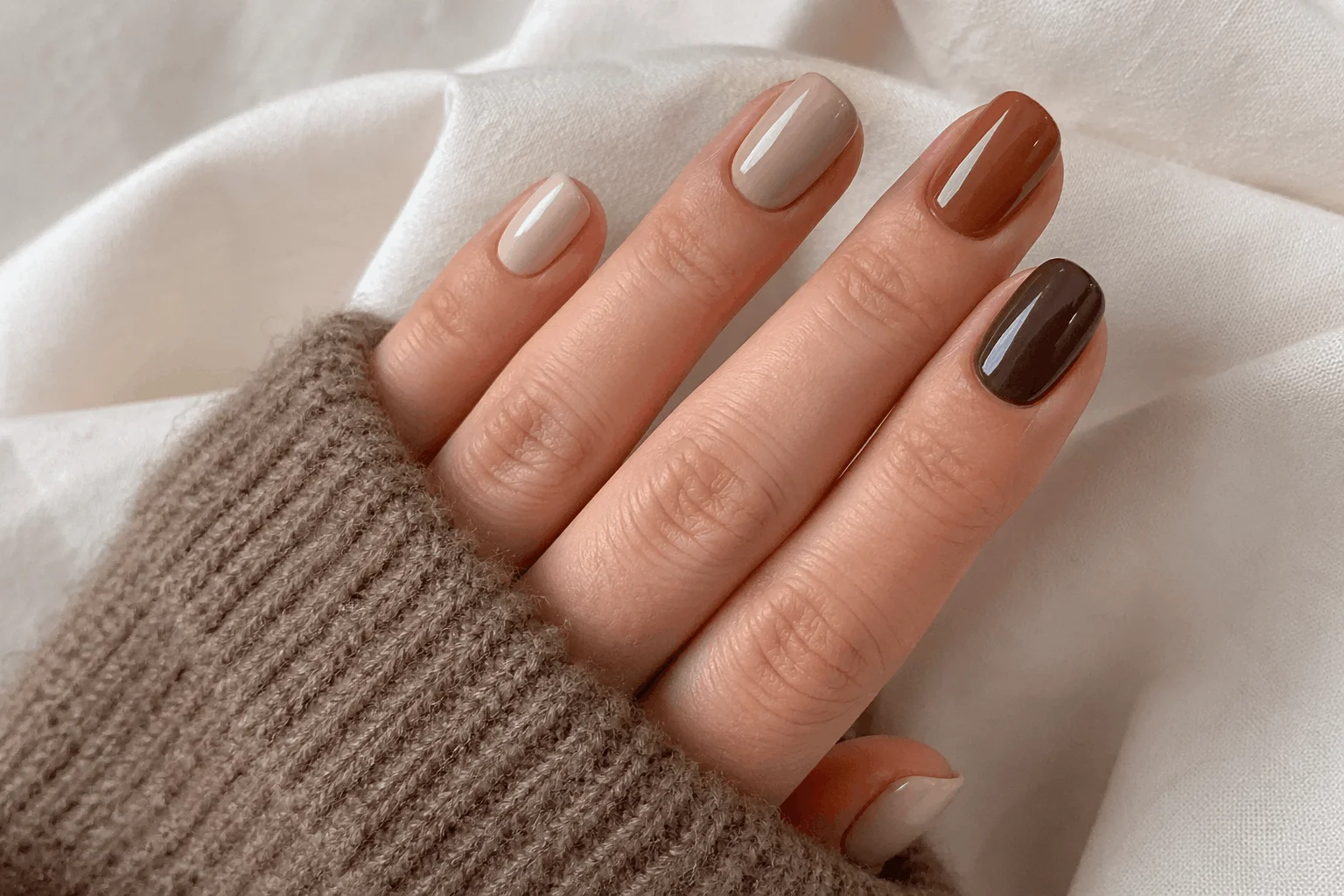 10 End of Summer Nails for a Perfect Seasonal Shift 10 Nude and brown nails in modern minimal style