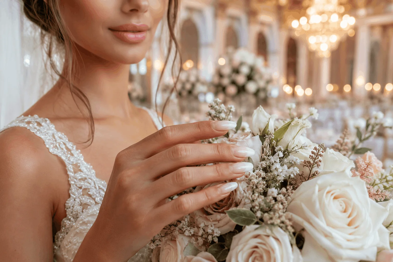 10 Summer Wedding Nails That Look So Elegant 9 Ombre summer wedding nails with soft bridal elegance