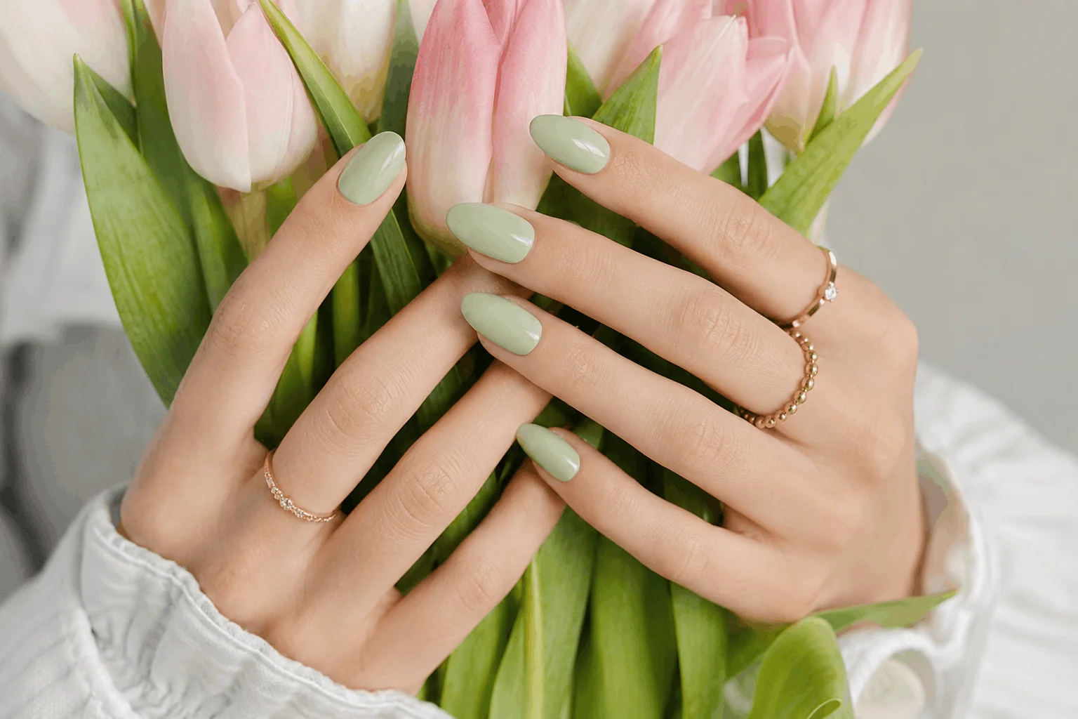 11 Green Spring Nails Everyone Will Copy 7 Pastel green almond nails with elegant spring manicure look