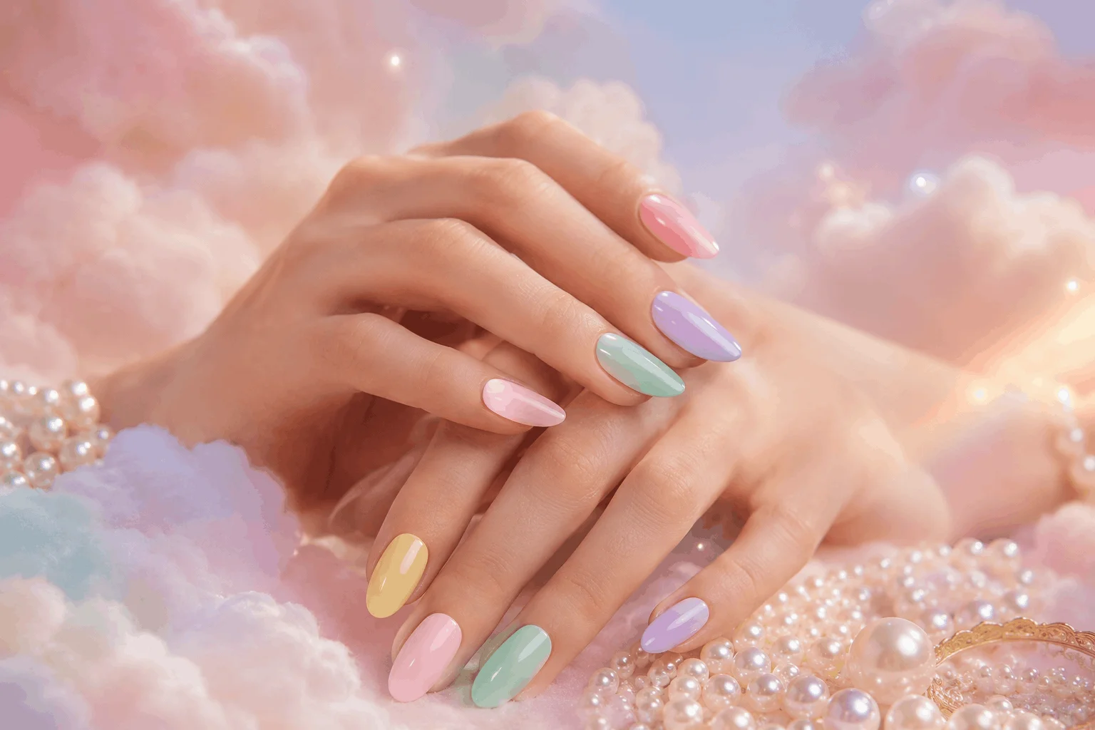10 Pride Nails Designs That Are Pure Rainbow Magic 6 Pastel rainbow pride month nails inspiration