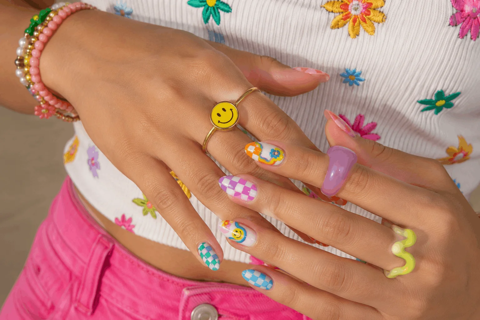 10 Pride Nails Designs That Are Pure Rainbow Magic 8 Rainbow checkerboard pride nails designs