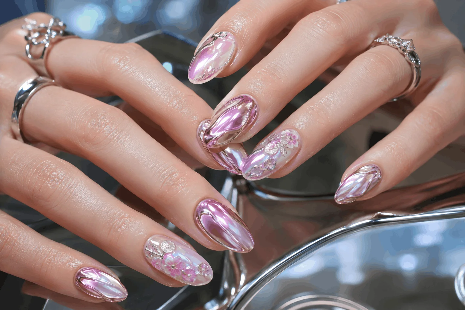 11 Summer Nails With Flowers You’ll Want ASAP 11 Rainbow flower nails with colorful summer manicure