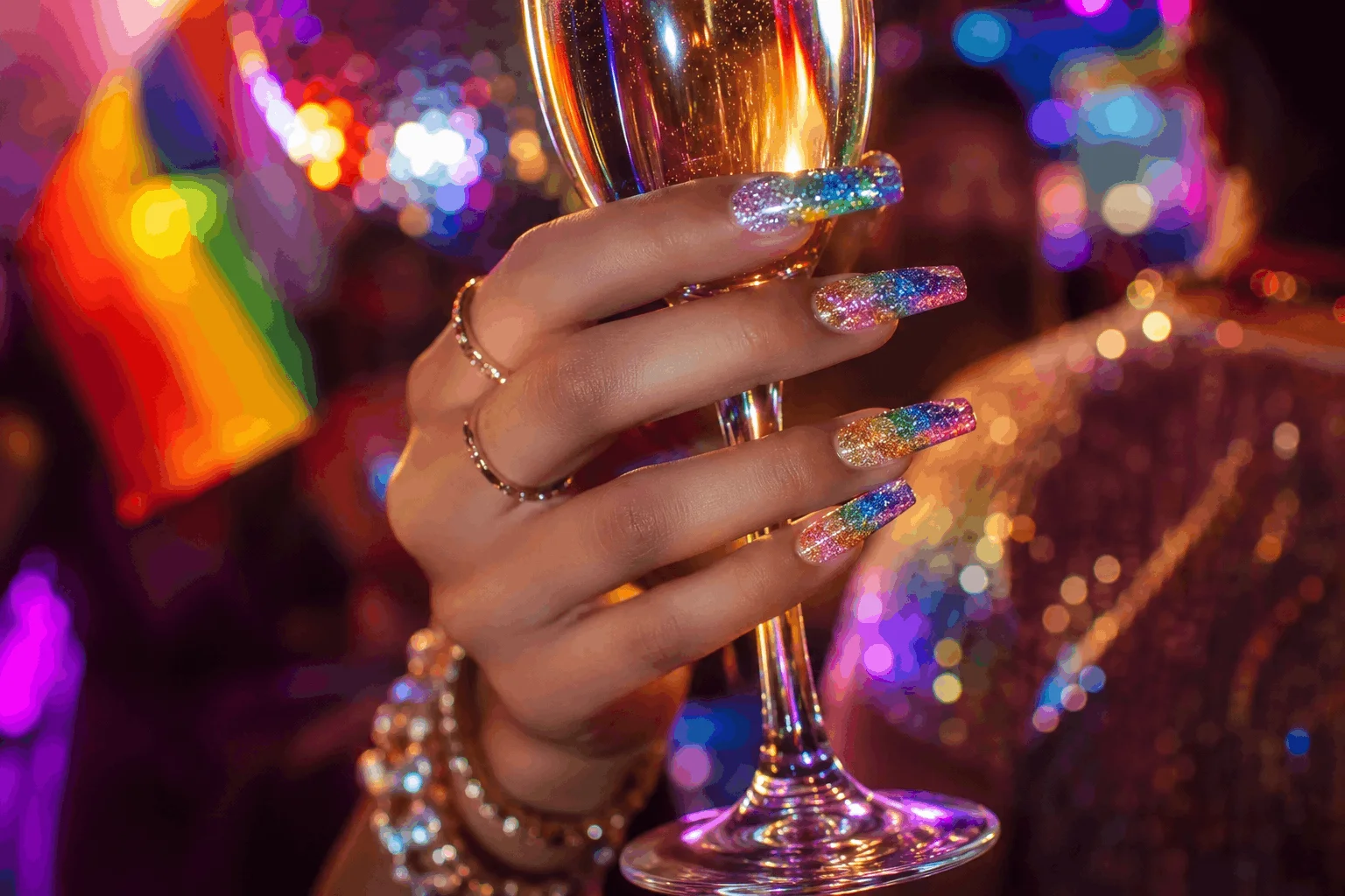 10 Pride Nails Designs That Are Pure Rainbow Magic 3 Rainbow glitter ombre pride month nails