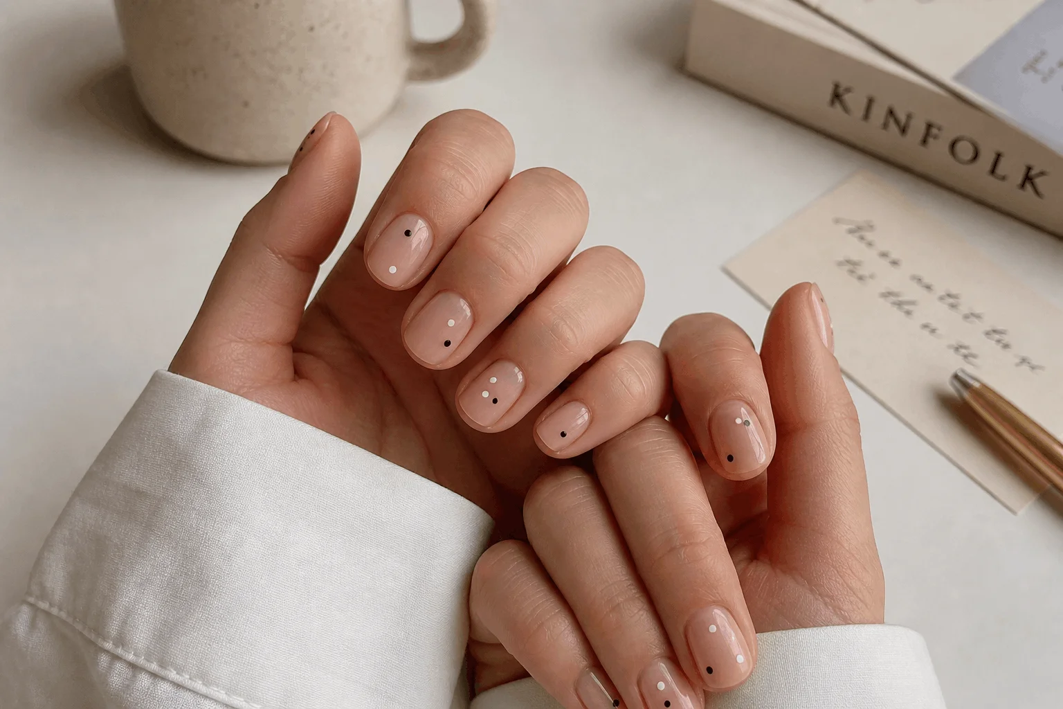10 Short Back to School Nails for a Clean Look 6 Short back to school nail art with tiny dot design
