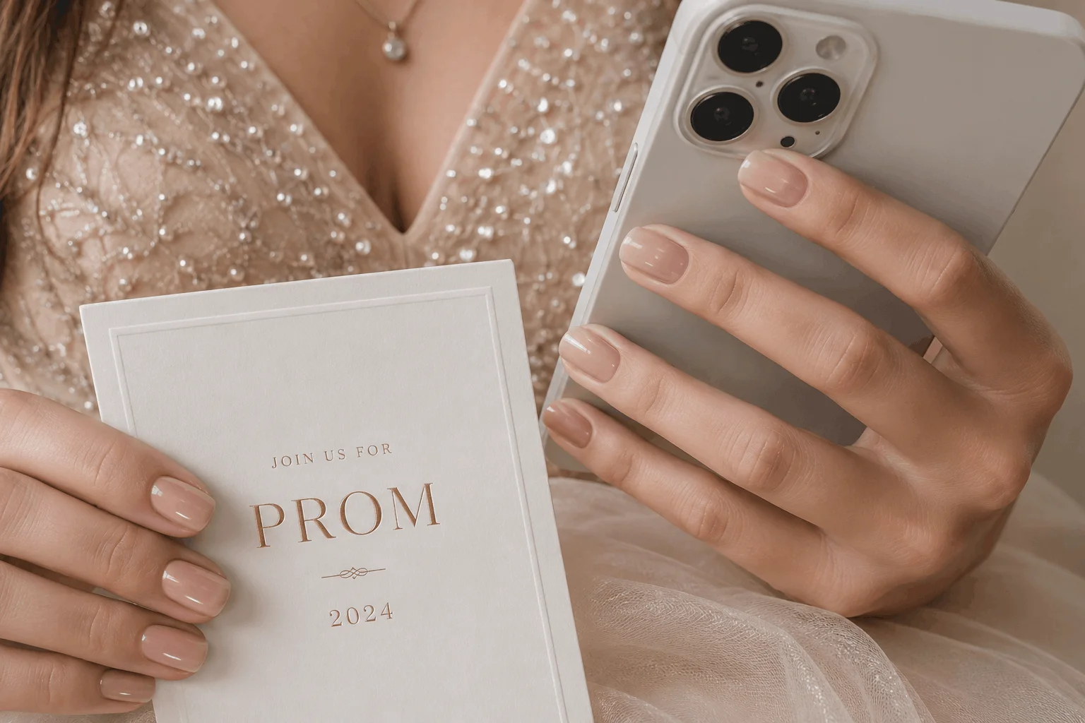 12 Simple Prom Nails That Look Seriously Expensive 8 Short nude prom nails with minimalist style