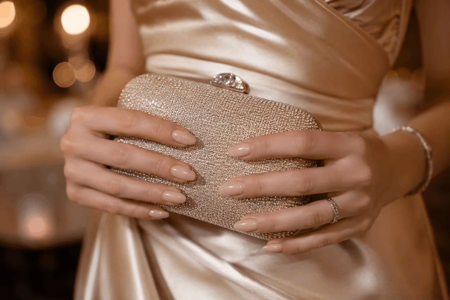 12 Simple Prom Nails That Look Seriously Expensive 2 Simple glossy nude prom nails with elegant satin styling