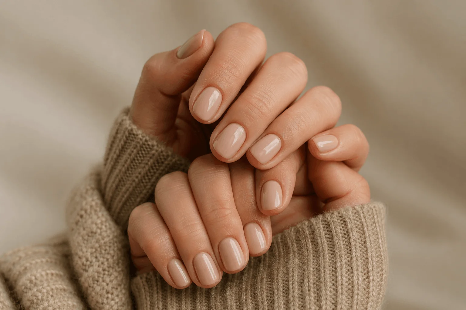 10 Minimalist Early Fall Nails You’ll Love Now 2 Soft beige minimalist early fall nails on short natural nails