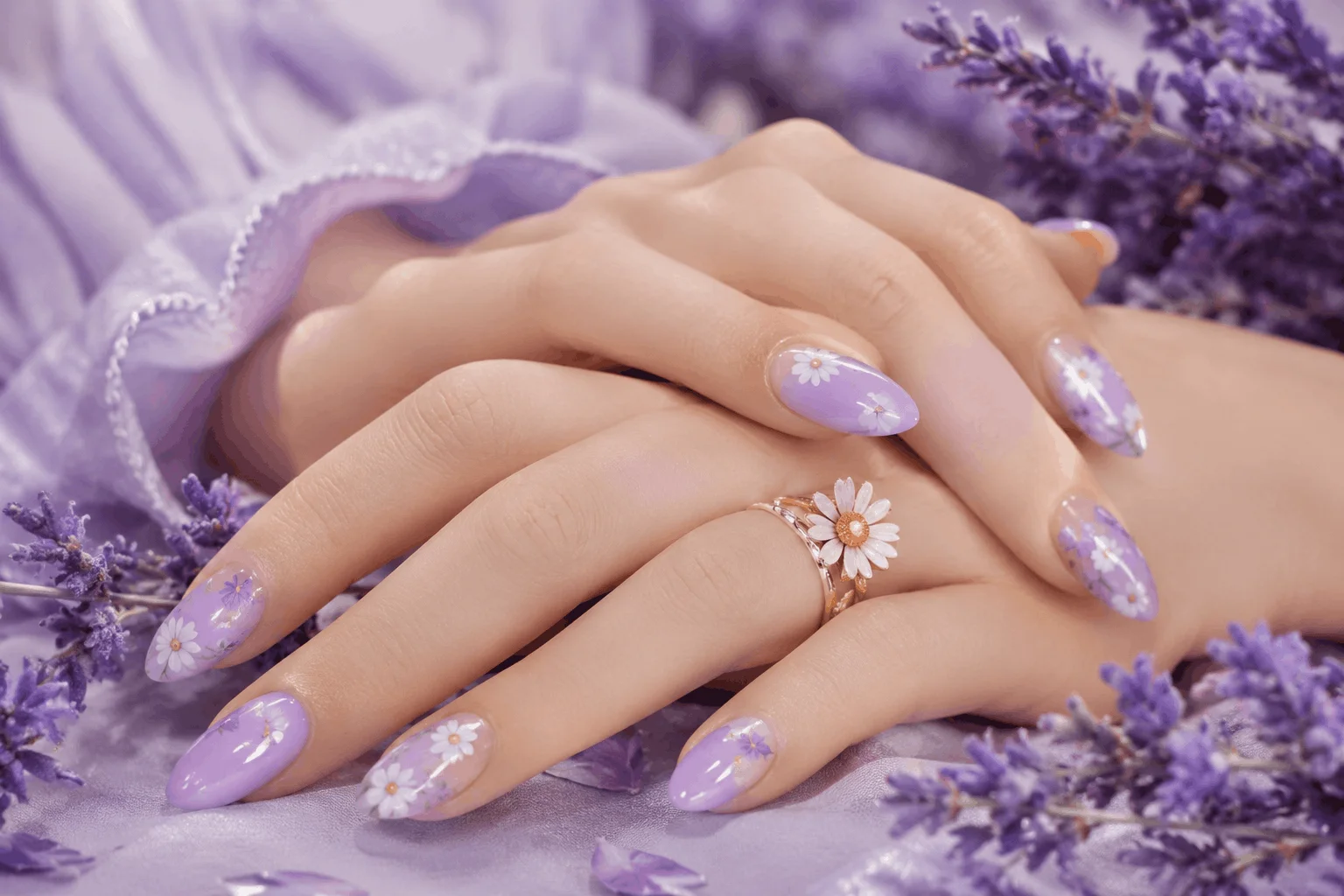 11 Summer Nail Colors Everyone Will Copy in 2026 7 Soft lavender pastel summer nails with feminine aesthetic