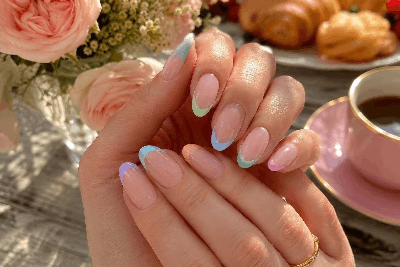 11 Summer French Tip Nails Trending on Pinterest 3 Soft pastel rainbow French tip nails for summer