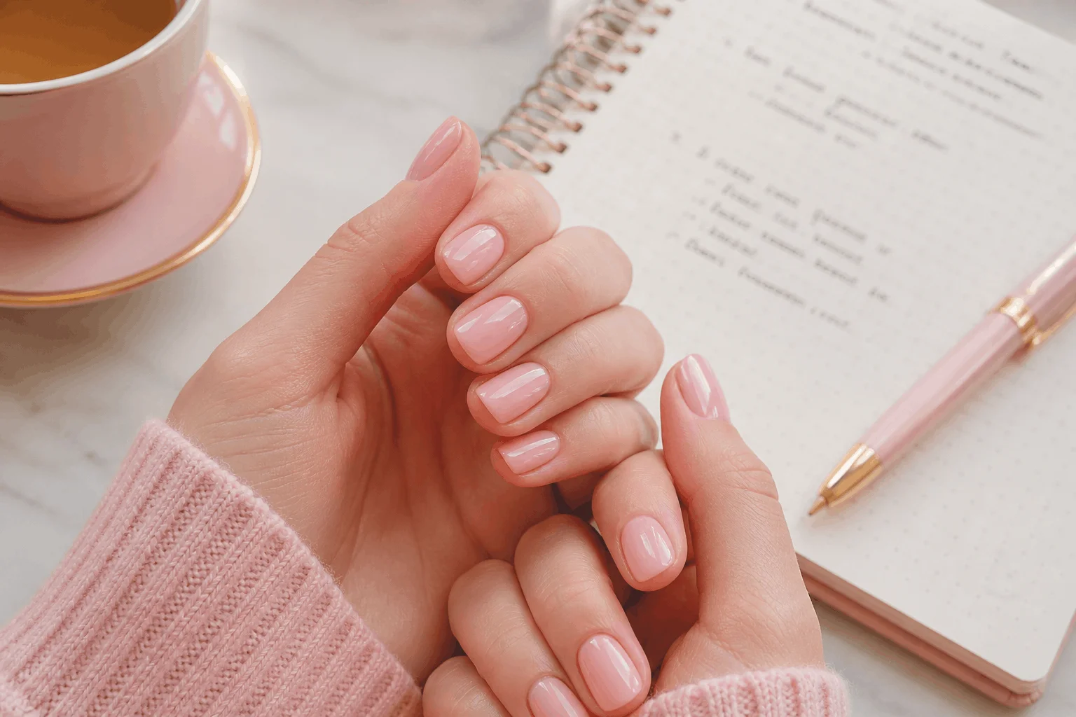 10 Short Back to School Nails for a Clean Look 3 Soft pink short back to school nails simple cute design