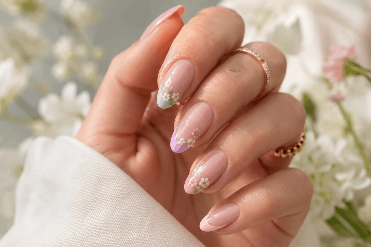 10 Gorgeous Spring French Manicure Ideas You Need to Try 5 Spring almond-shaped French tip manicure