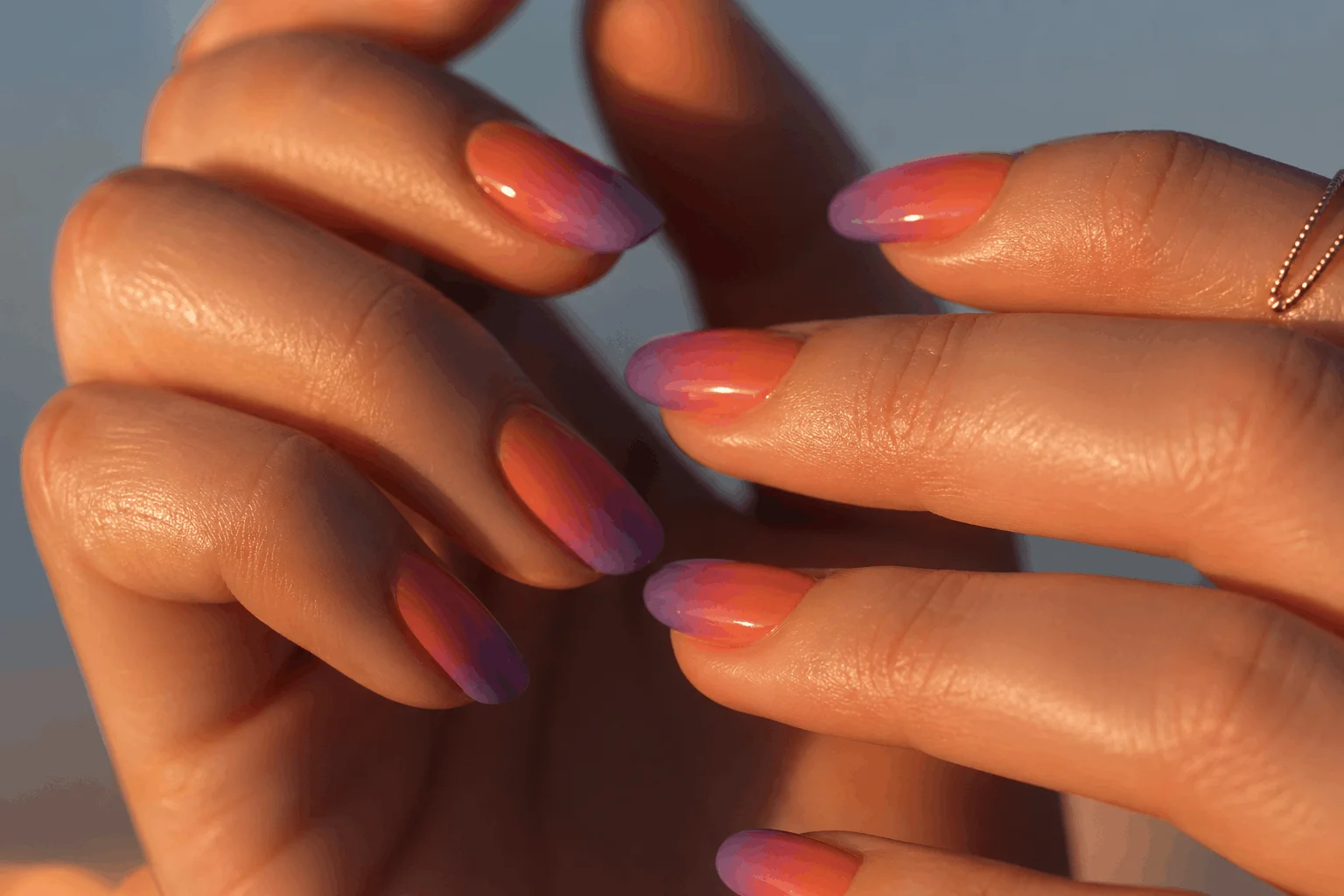 10 End of Summer Nails for a Perfect Seasonal Shift 2 Sunset ombre nails in warm summer gradient tones