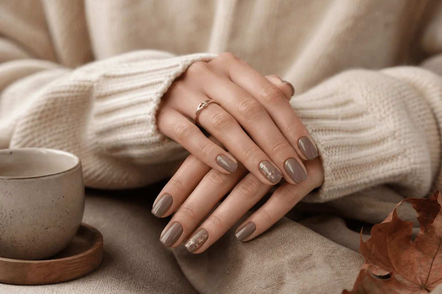 10 Minimalist Early Fall Nails You’ll Love Now 4 Taupe neutral fall nails early autumn minimalist style