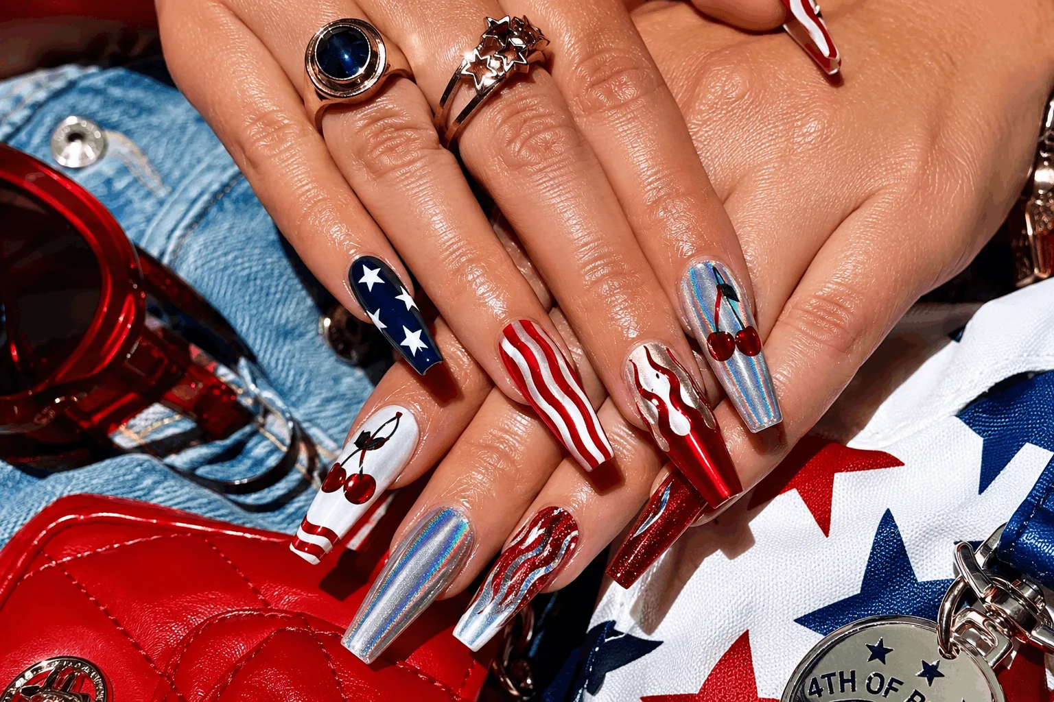 10 Cute 4th of July Nails You Need This Year 11 Trendy mix and match 4th of July nail art