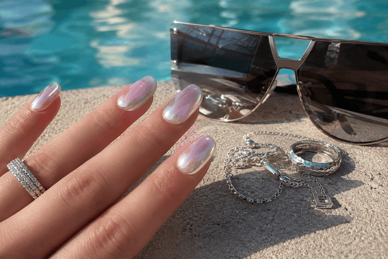 10 White Summer Nails That Feel Classy & Fresh 5 White chrome nails with glossy glazed finish