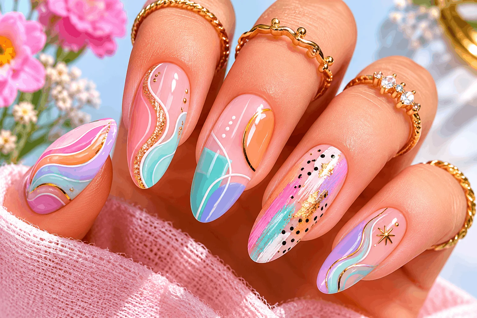 11 Spring Nail Ideas for a Fresh Seasonal Look 8 Abstract colorful spring nail art