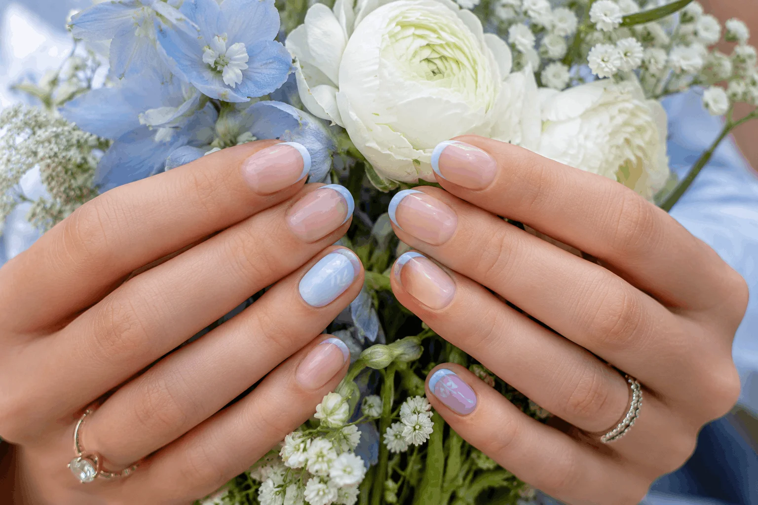 12 Short Spring Nails That Look Cute and Trendy 11 Baby blue French tip short spring nails