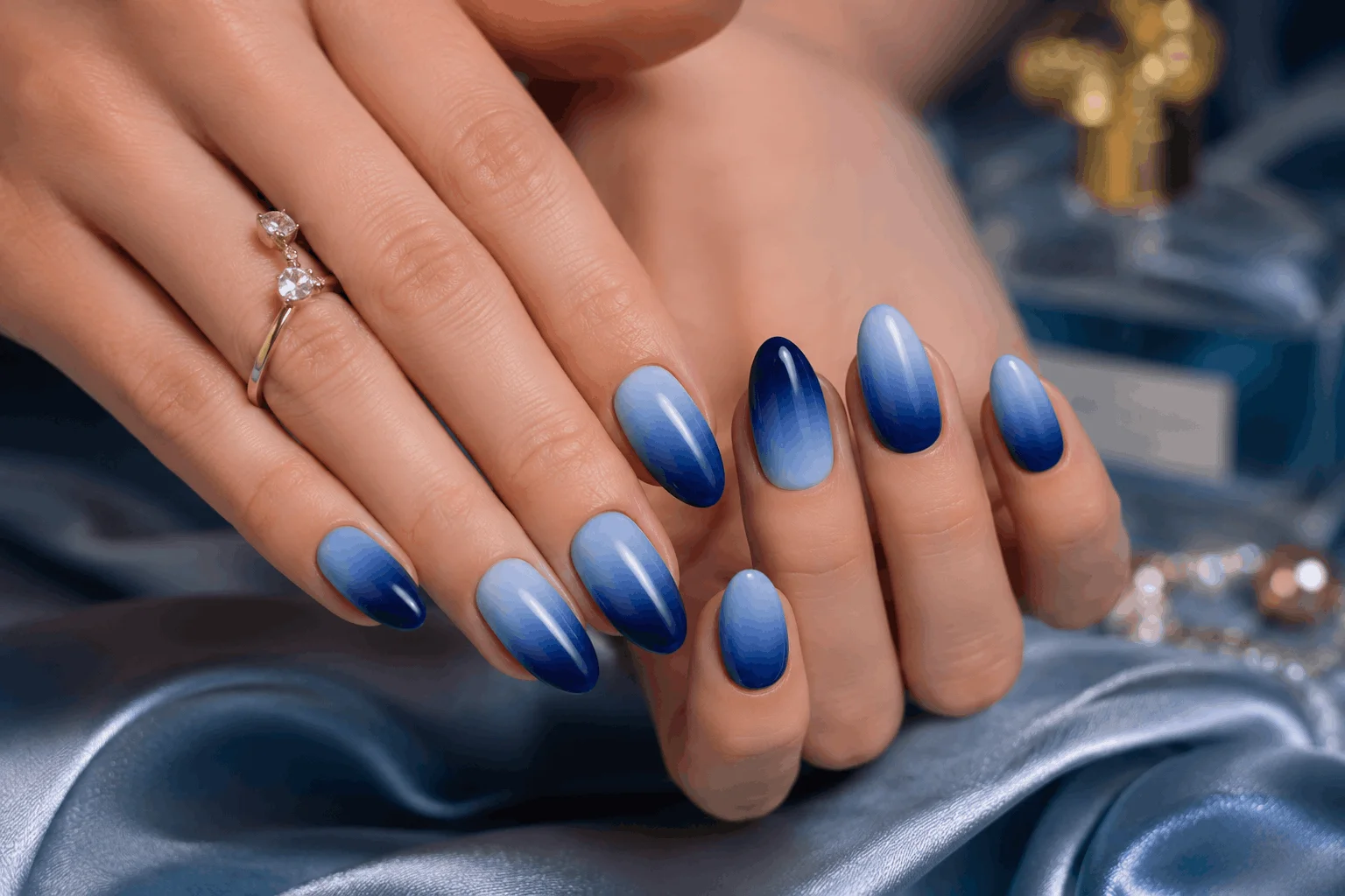10 Blue Nail Ideas That Look Stunning All Year Long 7 Beautiful blue ombre nails blending multiple shades