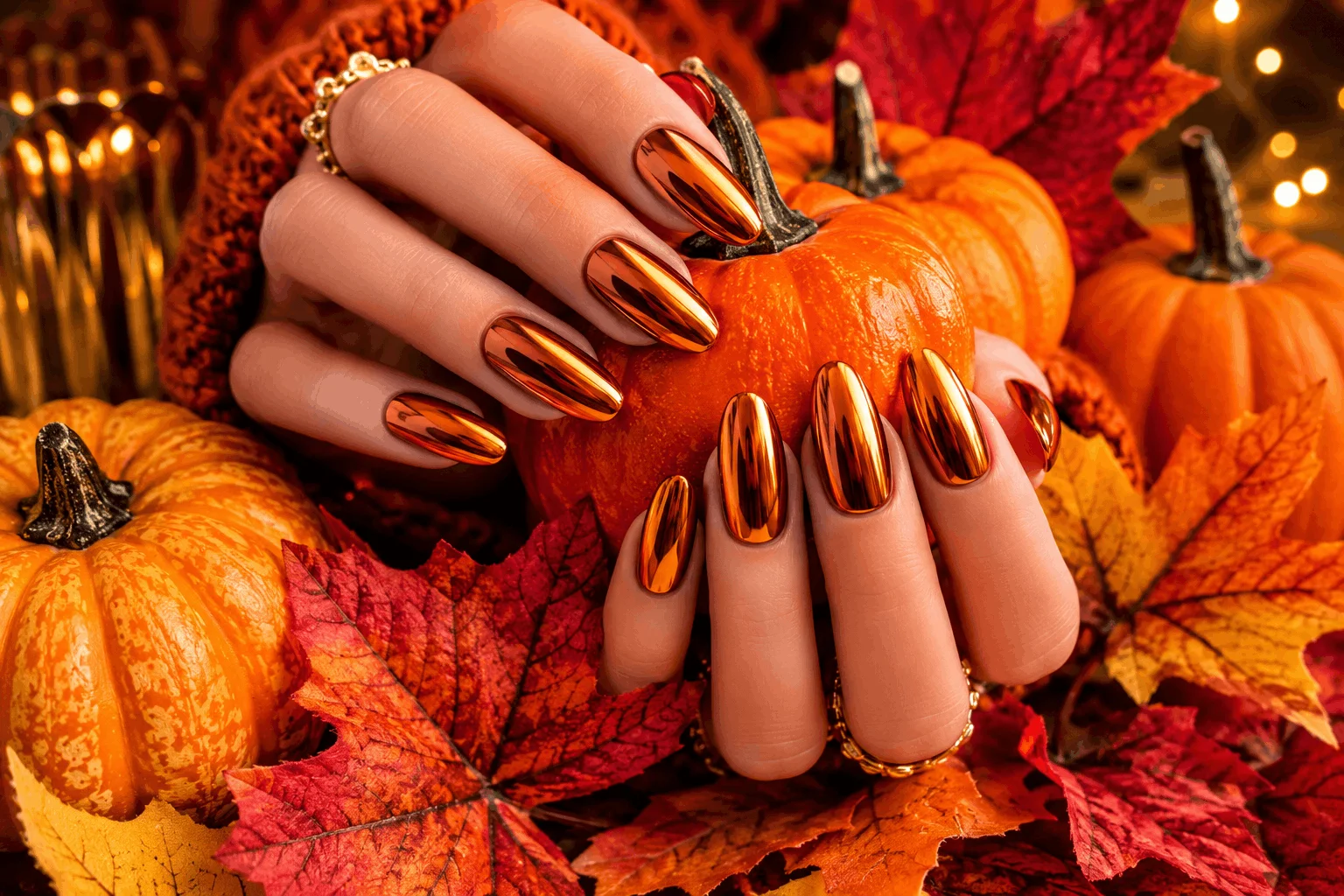 10 Fall Chrome Nails Everyone Will Copy This Season 7 Burnt orange metallic chrome nails for fall.