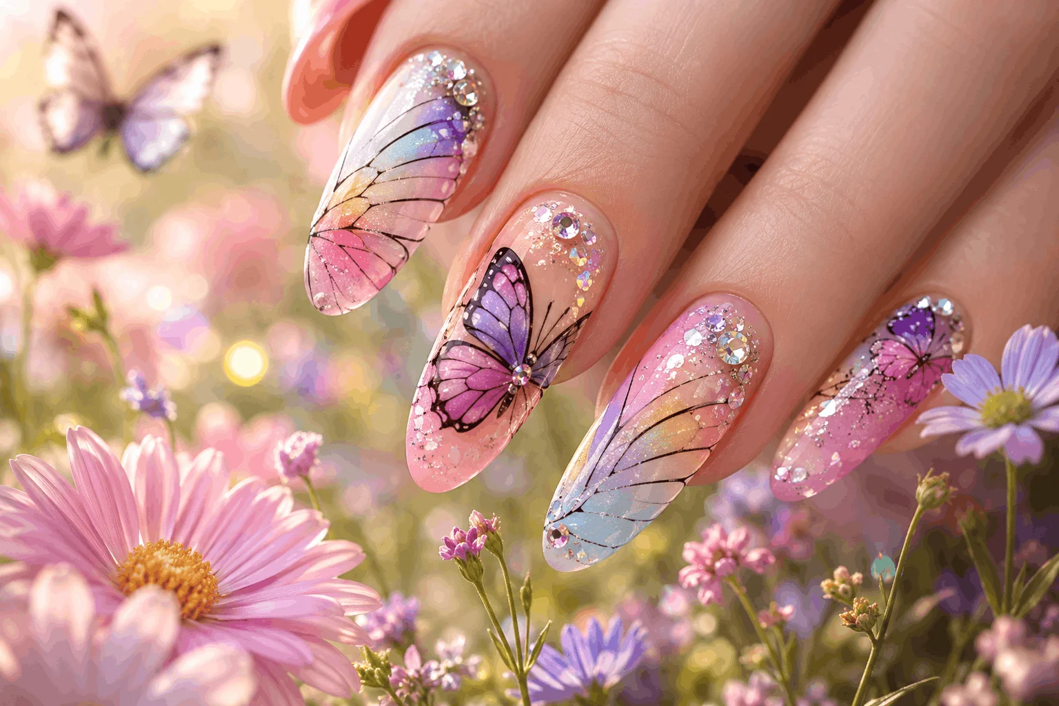10 March Nails Designs Everyone Will Be Copying 7 Butterfly accent March nails design