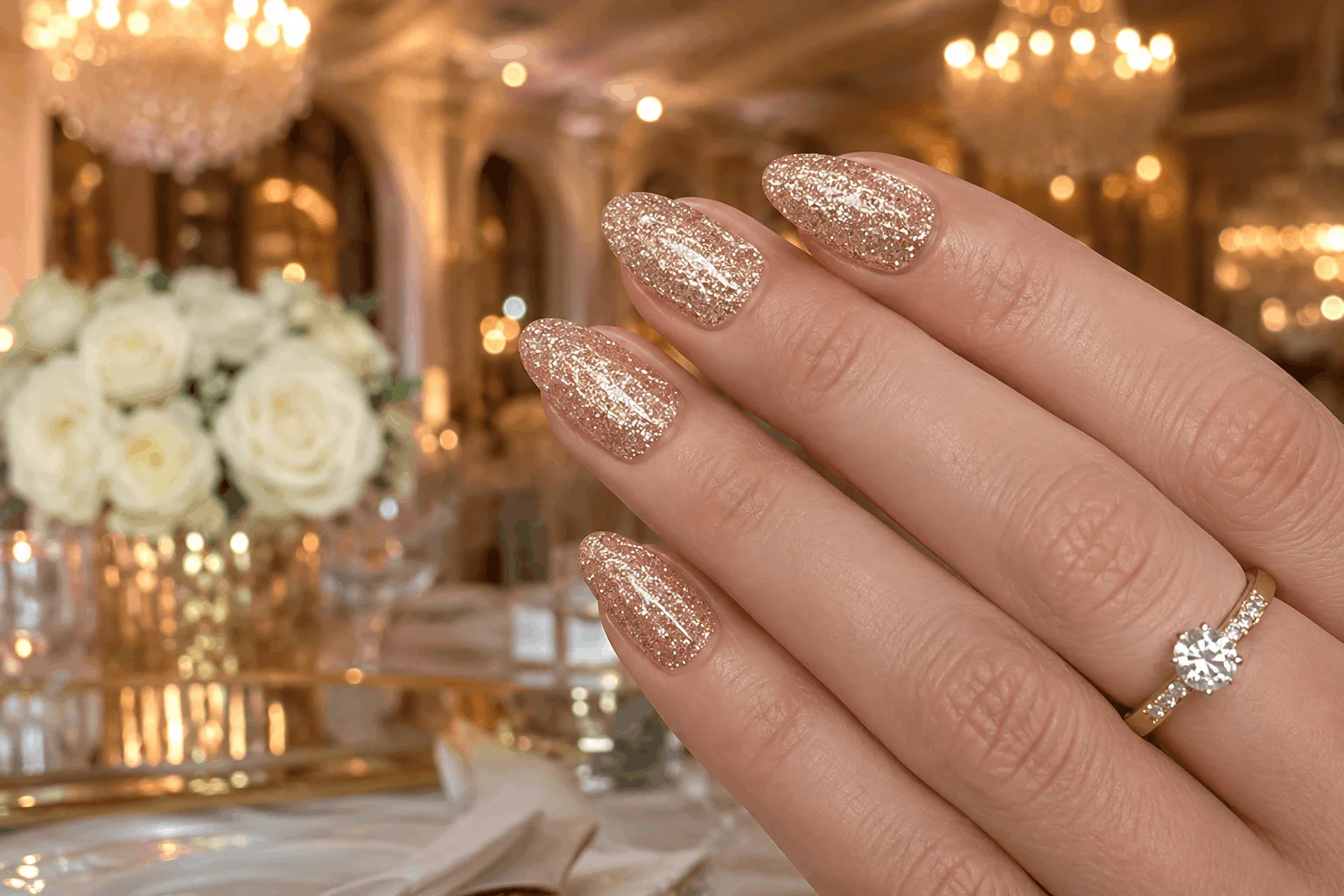 10 Bridesmaid Wedding Nails That Look Absolutely Stunning 8 Champagne shimmer wedding nails